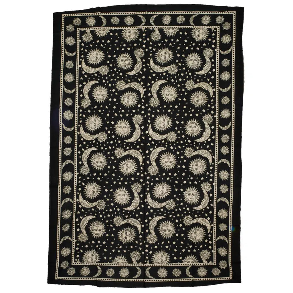 Celestial Black & White Cotton Tapestry
