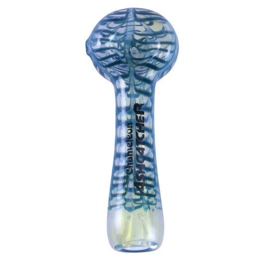 Chameleon Glass Ashcatcher with Wrap & Rake-Hand Pipe-Chameleon-Blue Wrap & Rake-Epic Head Shop
