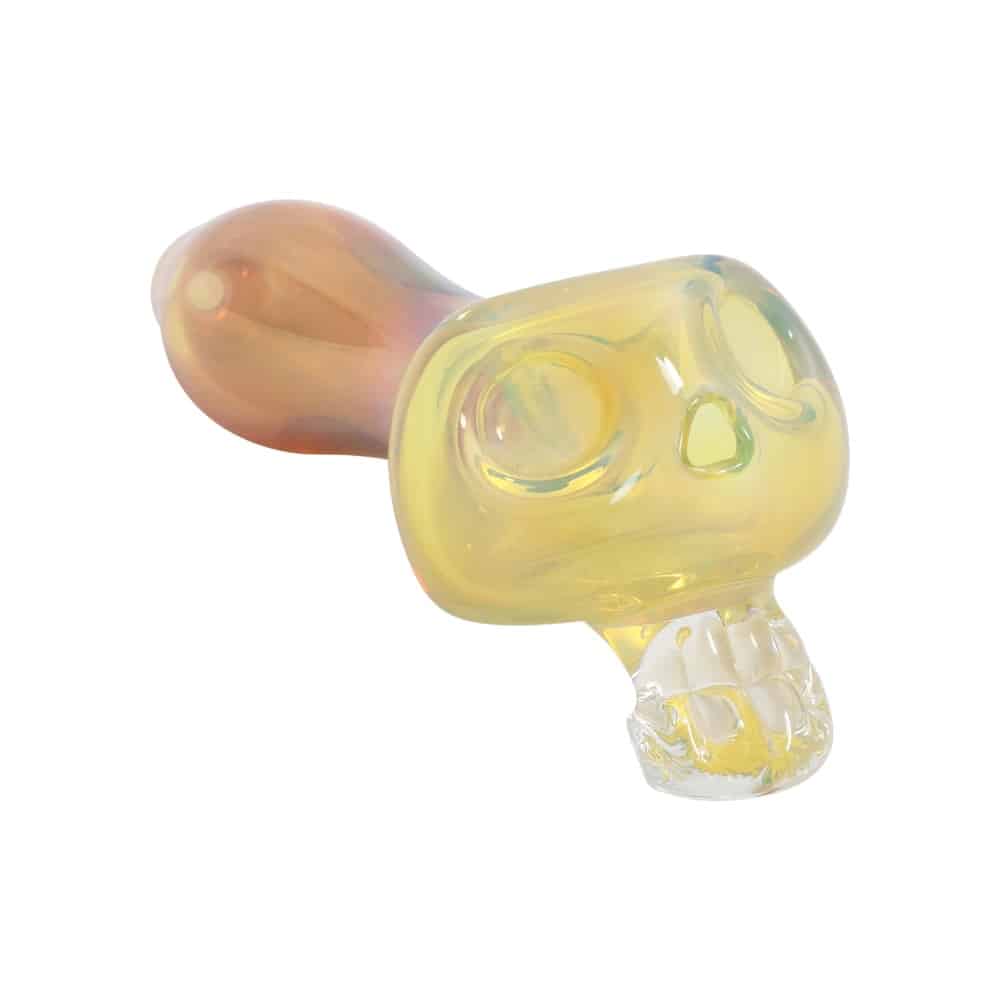 Chameleon Glass Bone Head Silver & Gold-Hand Pipe-Chameleon-Epic Head Shop