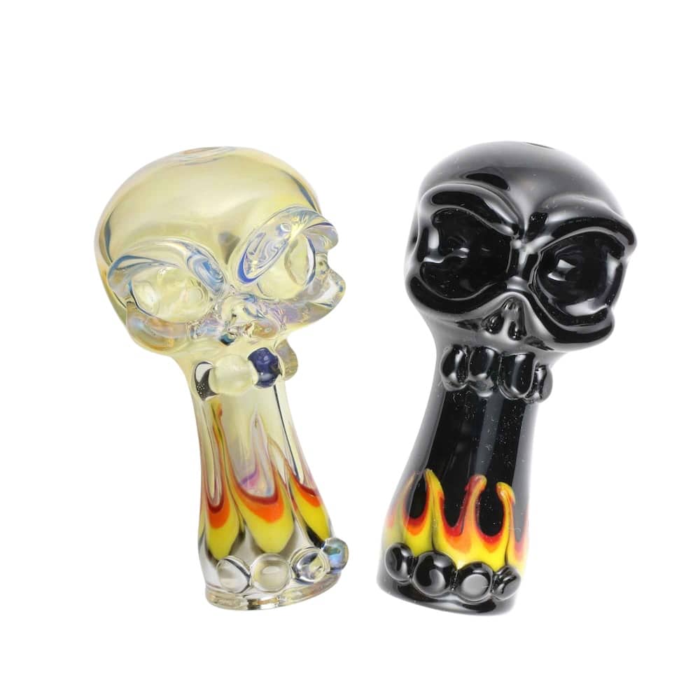 Chameleon Glass Fire Breathing Skull Hand Pipe – Black-Hand Pipe-Chameleon-Epic Head Shop