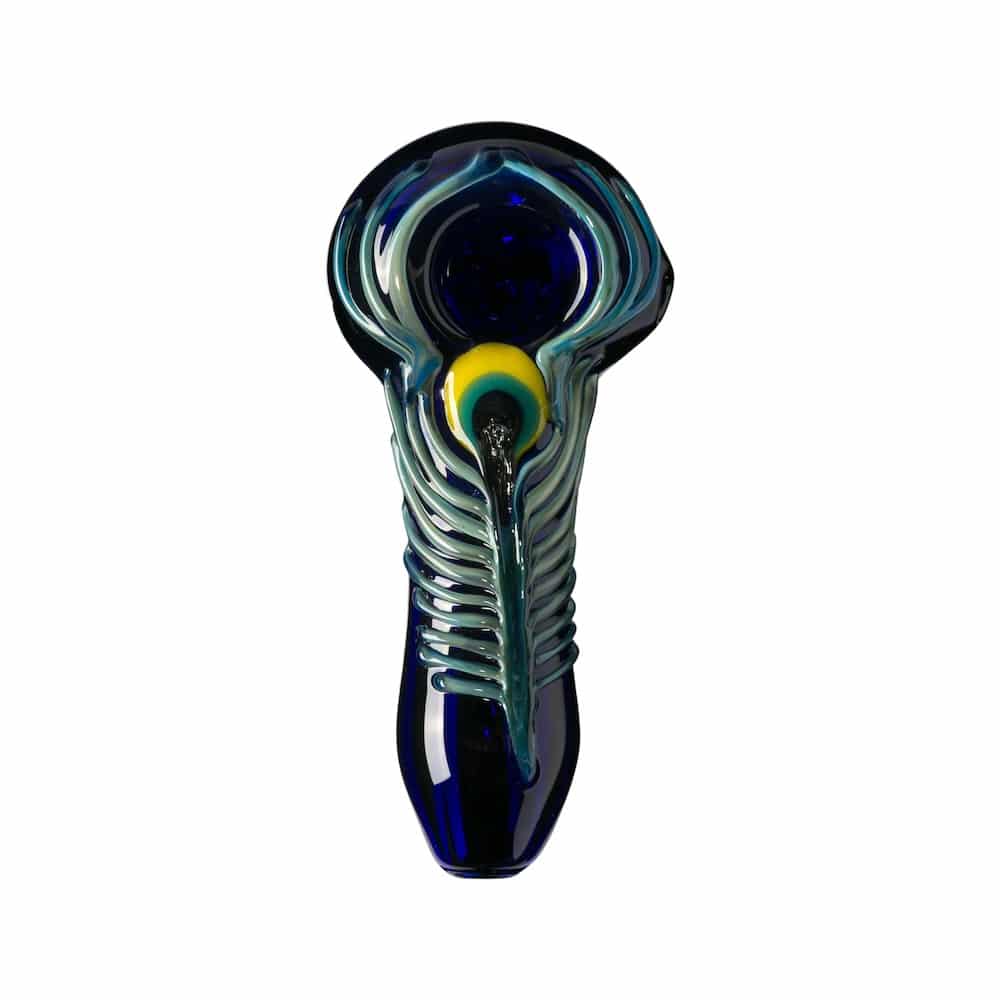 Chameleon Glass Peacock Pipe-Hand Pipe-Chameleon-Blue-Epic Head Shop