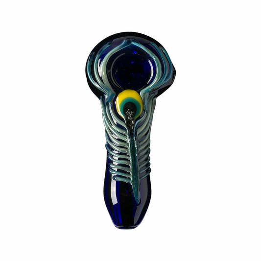 Chameleon Glass Peacock Pipe-Hand Pipe-Chameleon-Blue-Epic Head Shop